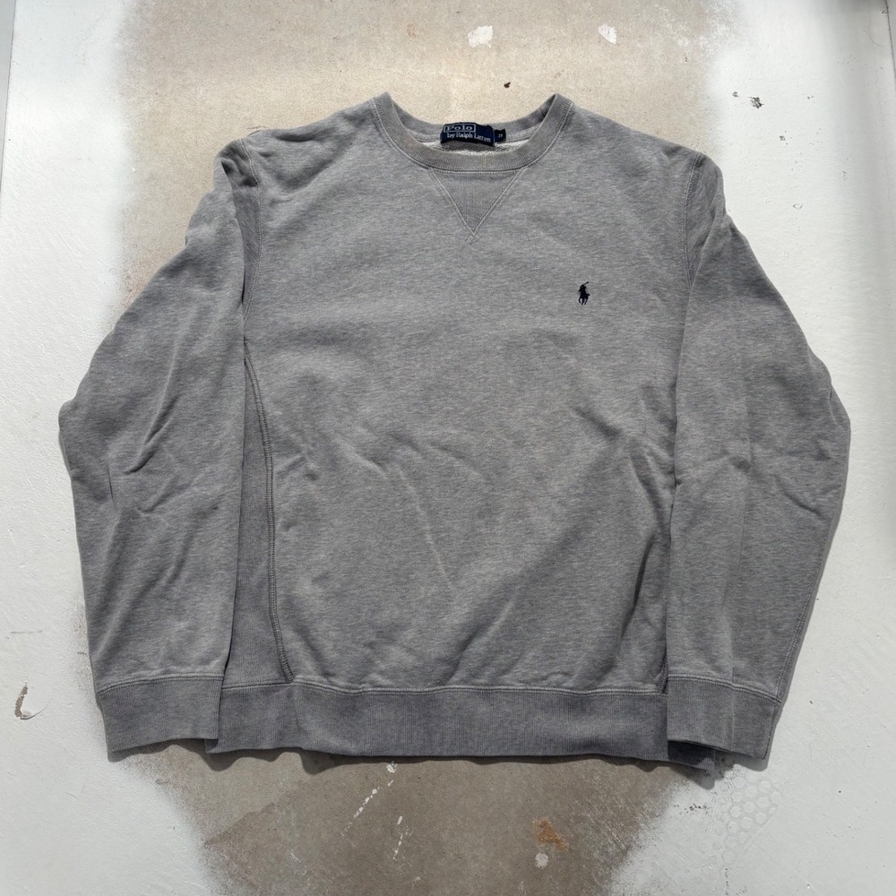 Polo Ralph Lauren Mens Heather Grey Crewneck Sweatshirt Pony Logo Size M